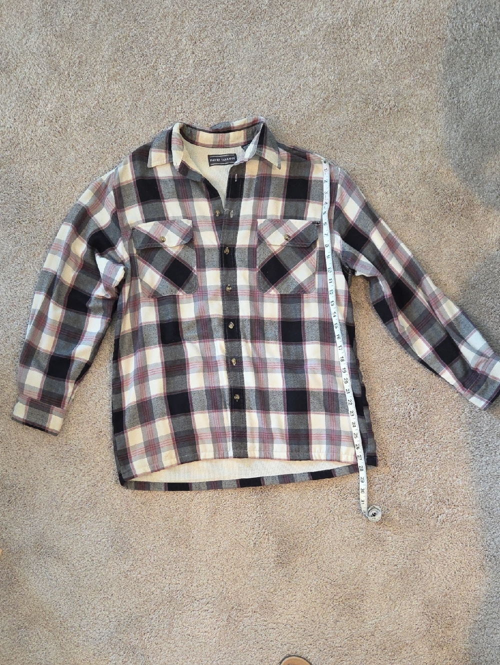 Mens David Taylor Plaid Button-Down Shirt Jacket in Cream, Black & Brown